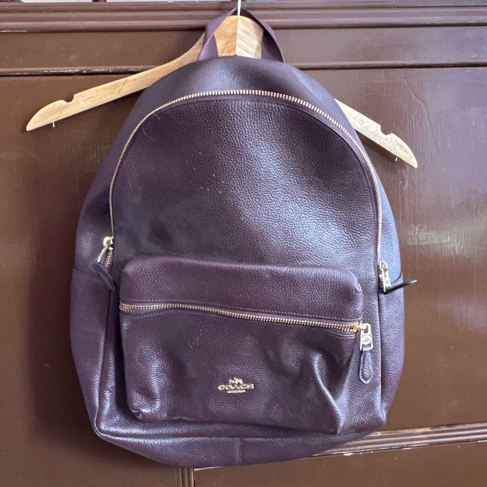 Coach Dark Berry Leather Backpack